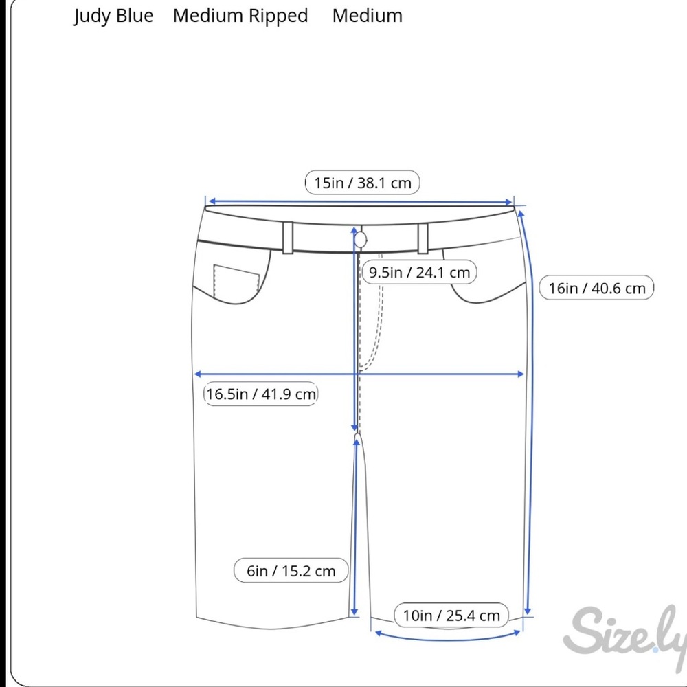 Judy Blue High‎ Waist Cuffed Denim Shorts Medium Stretch Denim Distressed 30x6 - Picture 11 of 11